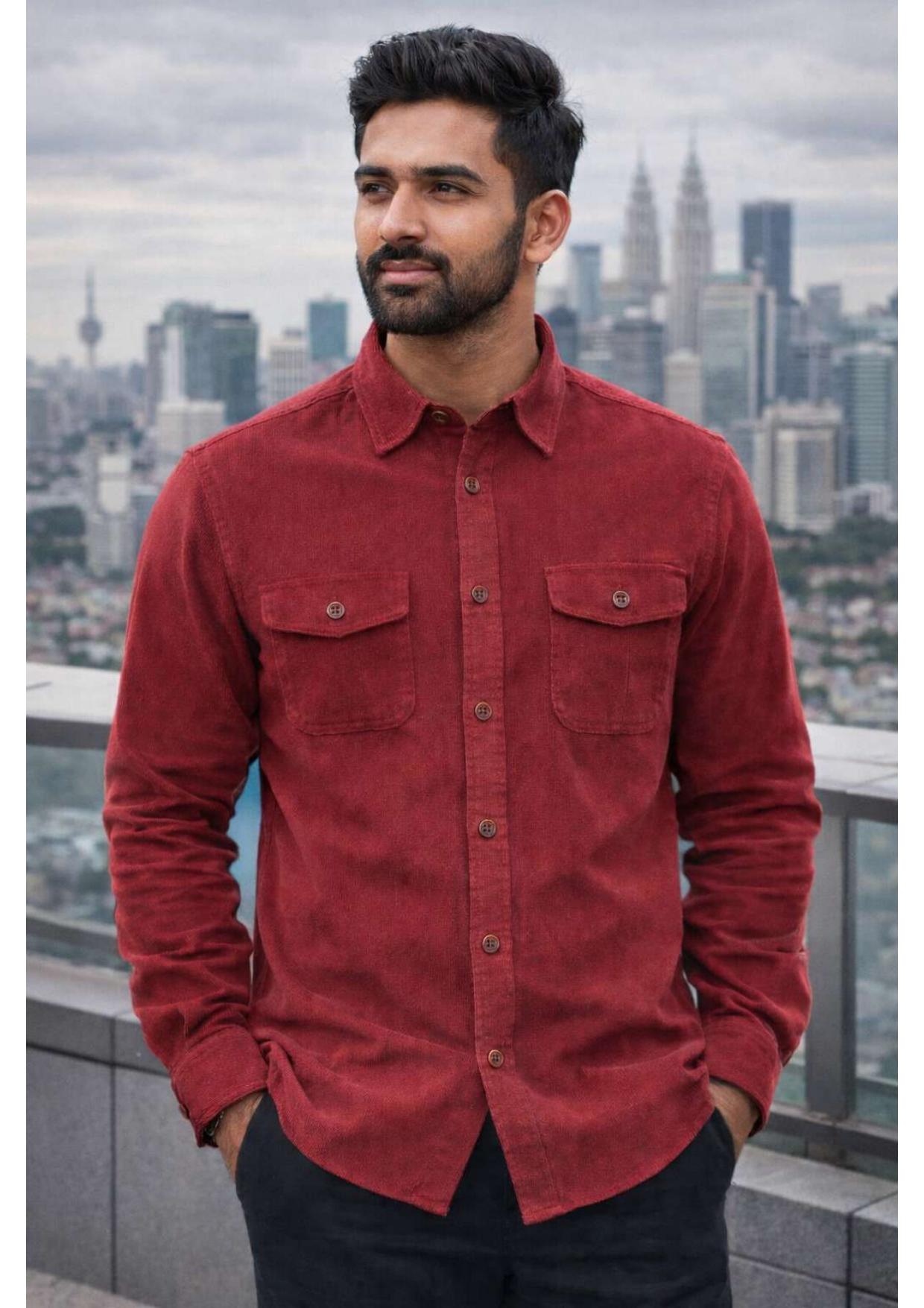 ONEFIT MEN'S CORDUROY SHIRT MAROON